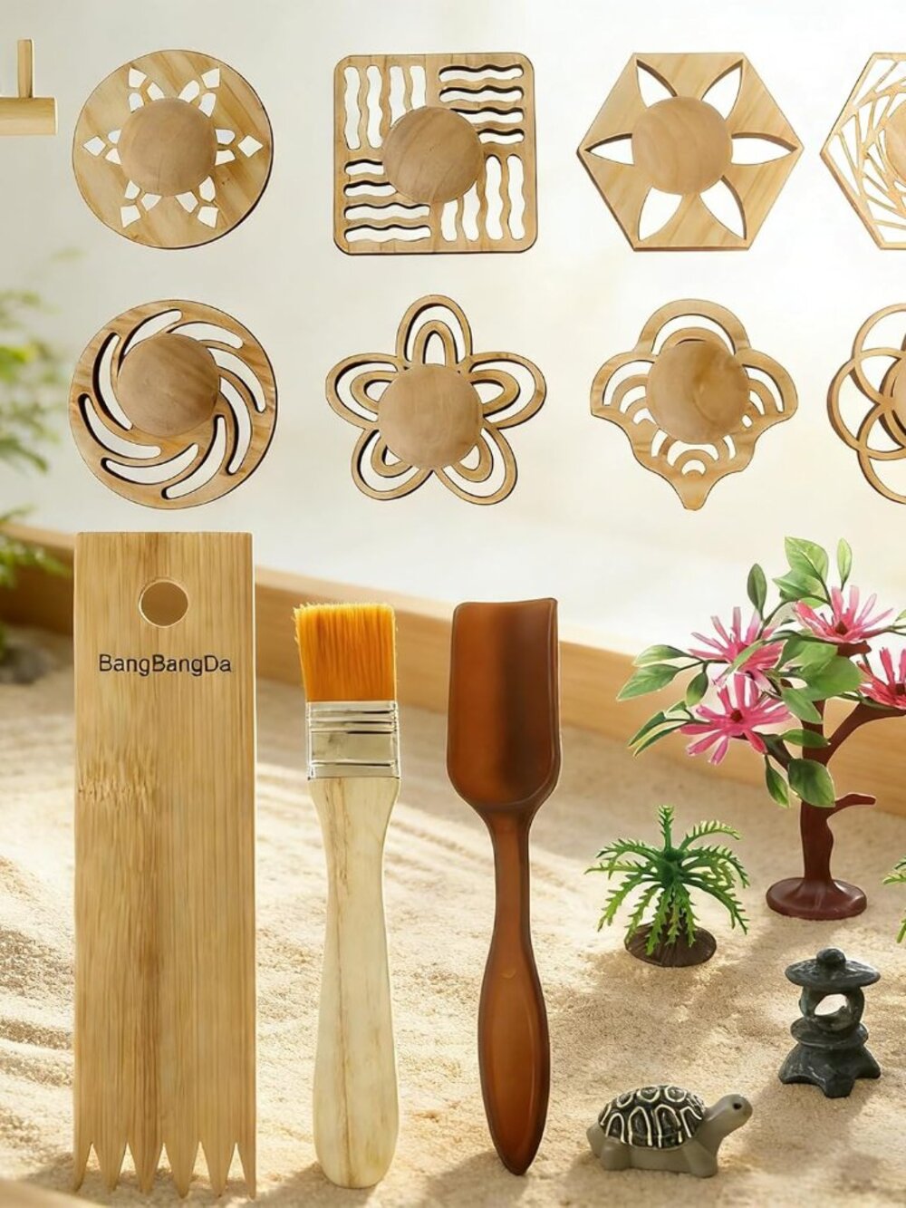 Zen Garden Stamps Rake Gifts - Patterns Sand Play Therapy Kit Meditation Tool Ac